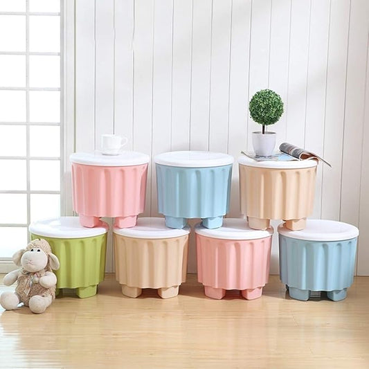 Storage Stool Plastic Large Capacity Stackable Storage Box Footstool Seat