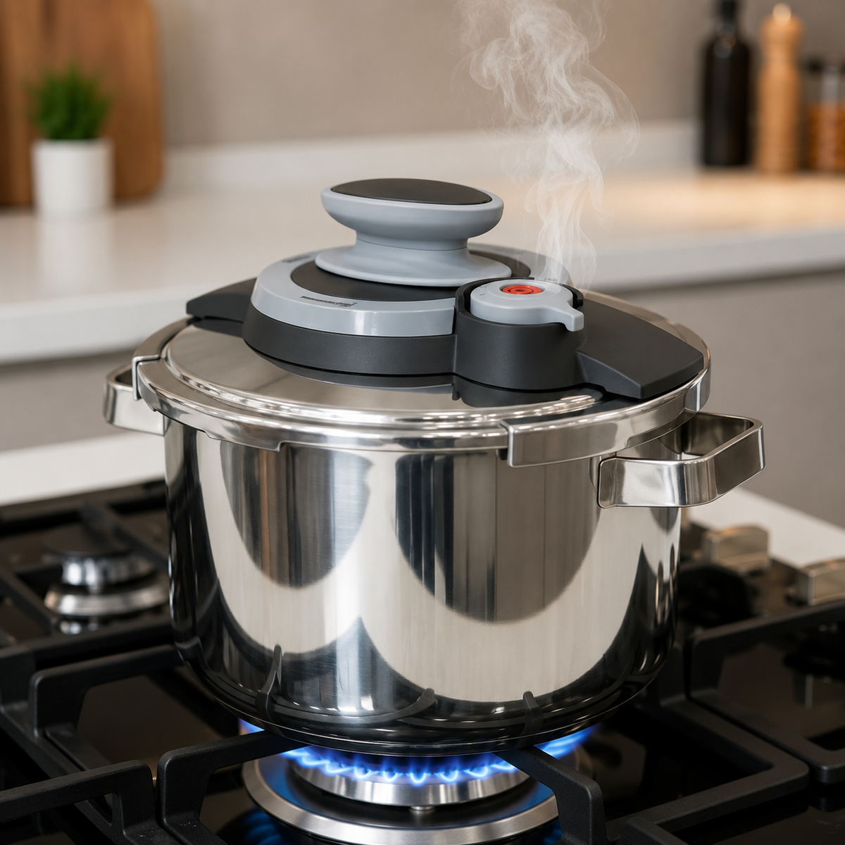 Premium 6-Liter Turkish Stainless Steel Pressure Cooker with Silver Handles | High-Efficiency Cookware