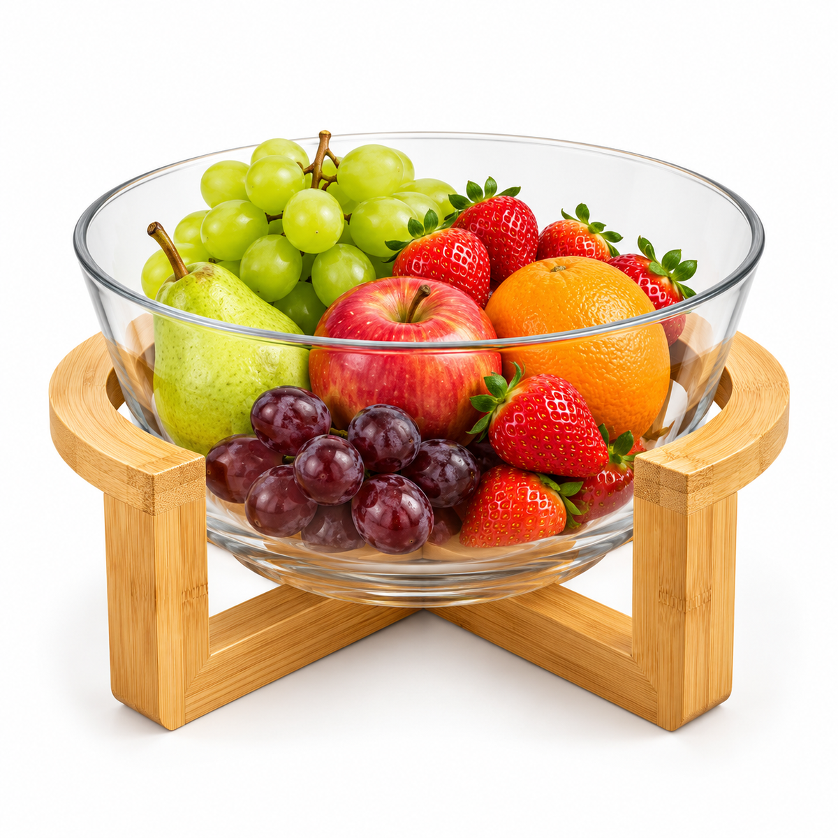 European Style Transparent Glass Fruit Basket – Large