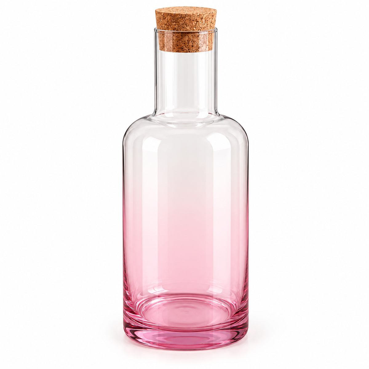 1520ml Pink Gradient Glass Carafe with Cork Lid