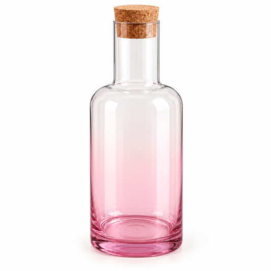 1520ml Pink Gradient Glass Carafe with Cork Lid