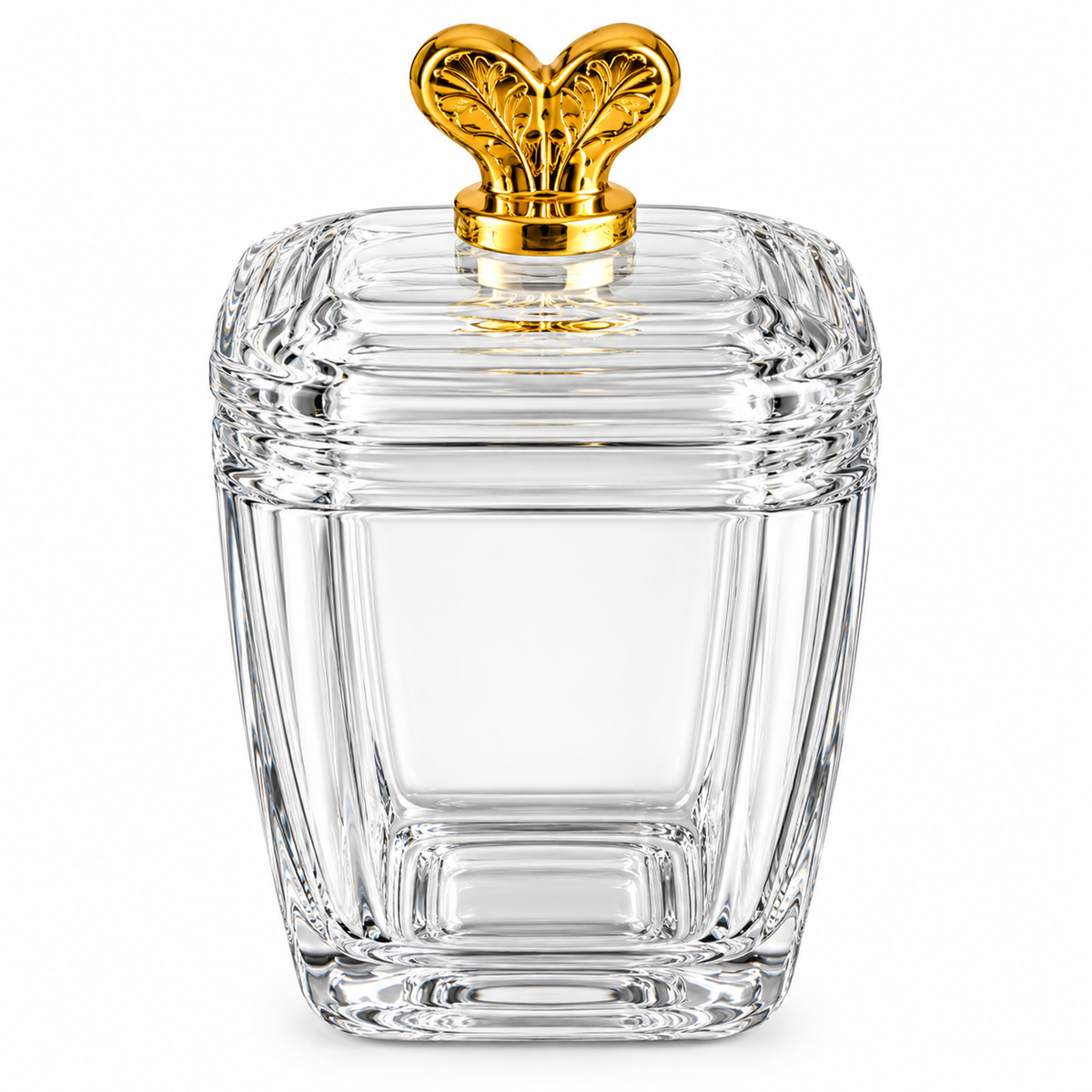 Crystal Glass Storage Jar with Golden Butterfly Lid | Large