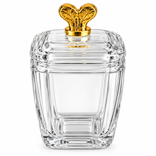 Crystal Glass Storage Jar with Golden Butterfly Lid | Large