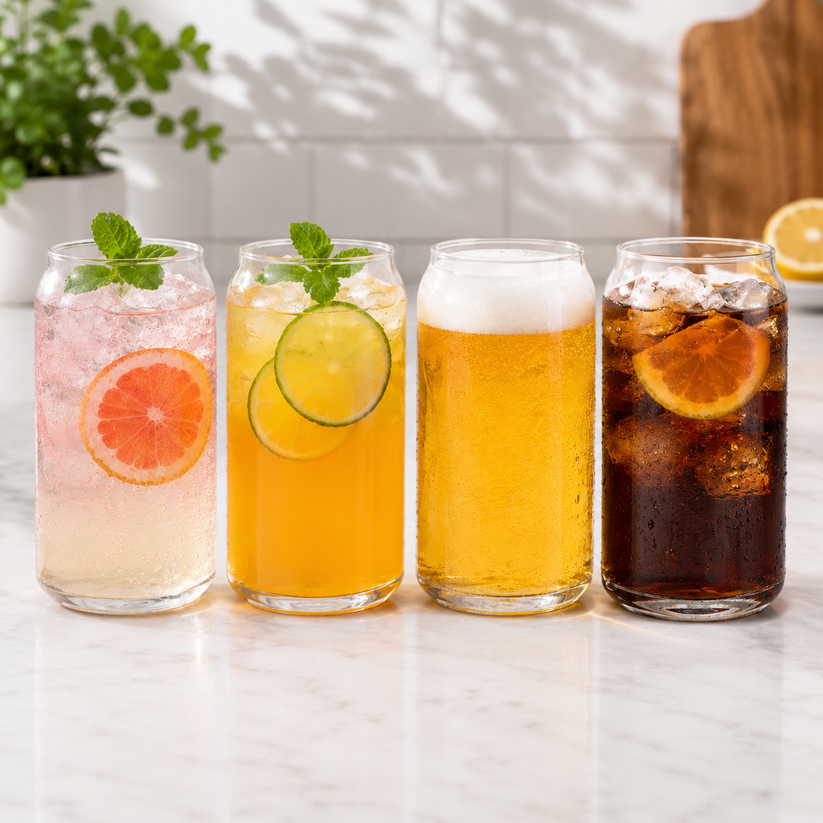 Danny Home 4-Piece 500ml Clear Can Glass Tumbler Set