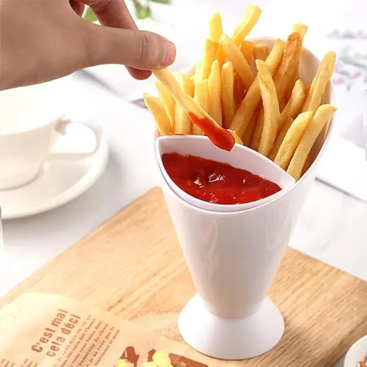 French Fry Holder With Dipping Sauce Cup