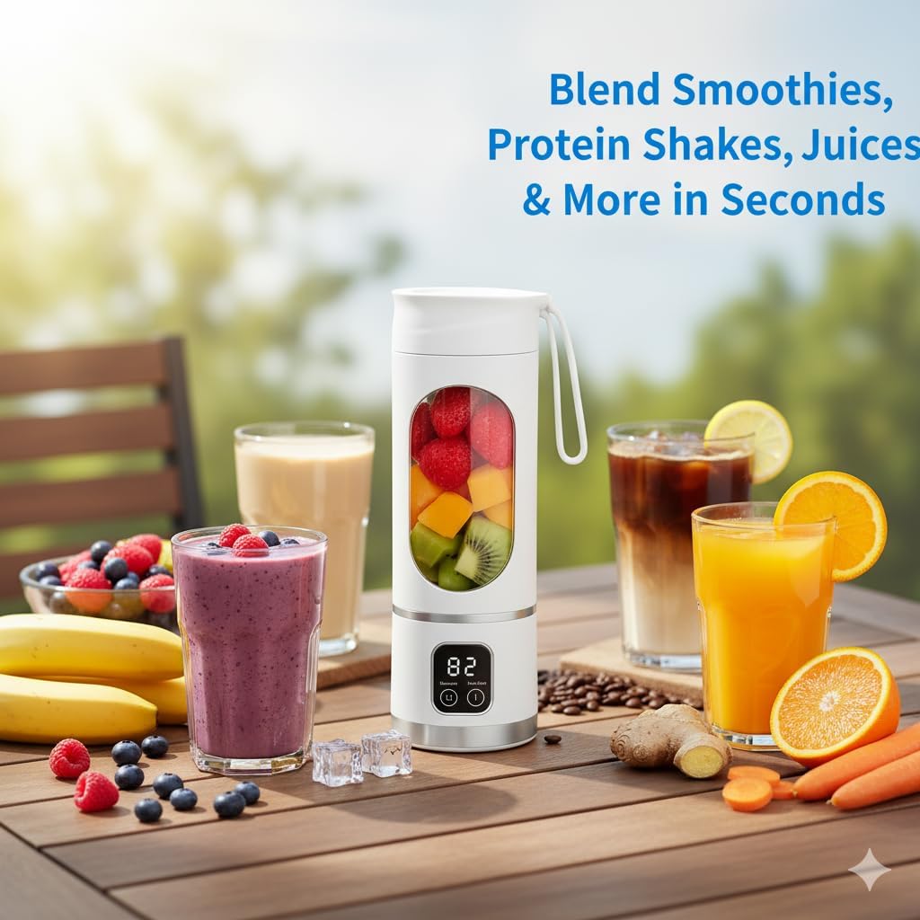 Portable Rechargeable Blender Bottle – USB Juicer for Smoothies, Protein Shakes & Juices
