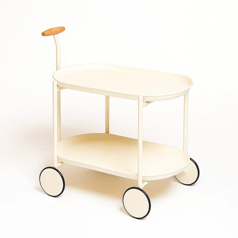 Luxury Oval Serving Trolley with Wheels – 2 Tier Coffee Cart