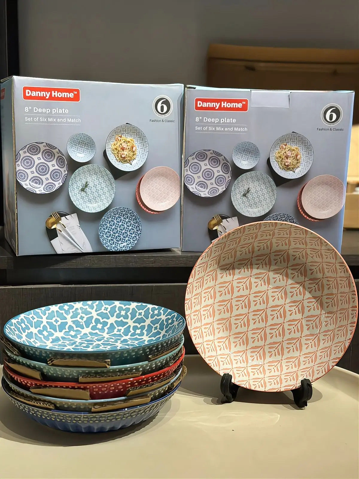 Danny Home Bohemian Design Pasta Bowls 6pcs 20.4cm