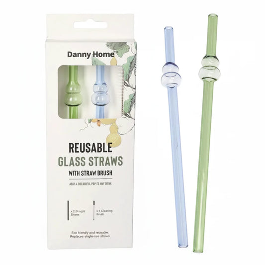 DANNY HOME 3Pcs Glass Straw Set – 0.8×20cm