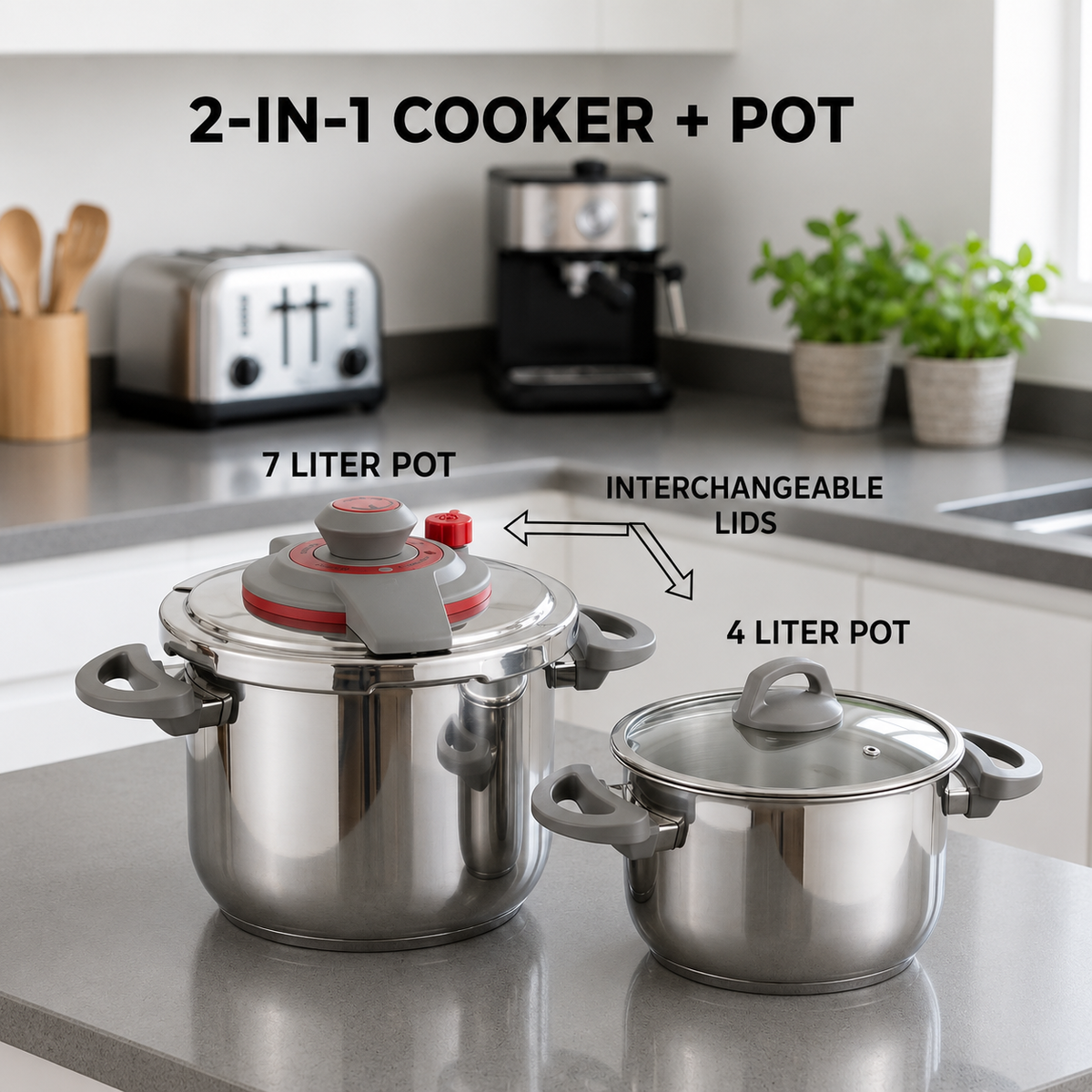Turkish Non-Stick Steel Cooker Set (4L & 7L)
