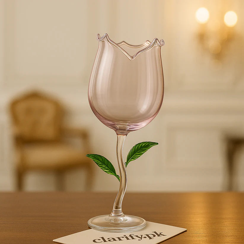 Romantic Rose Flower Juice Glass – Elegant Cocktail & Champagne Cup