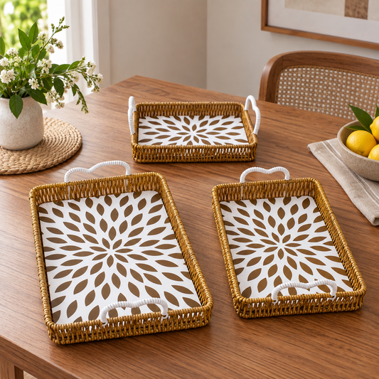 Royal Woven Pattern Tray Set – 3 Pcs