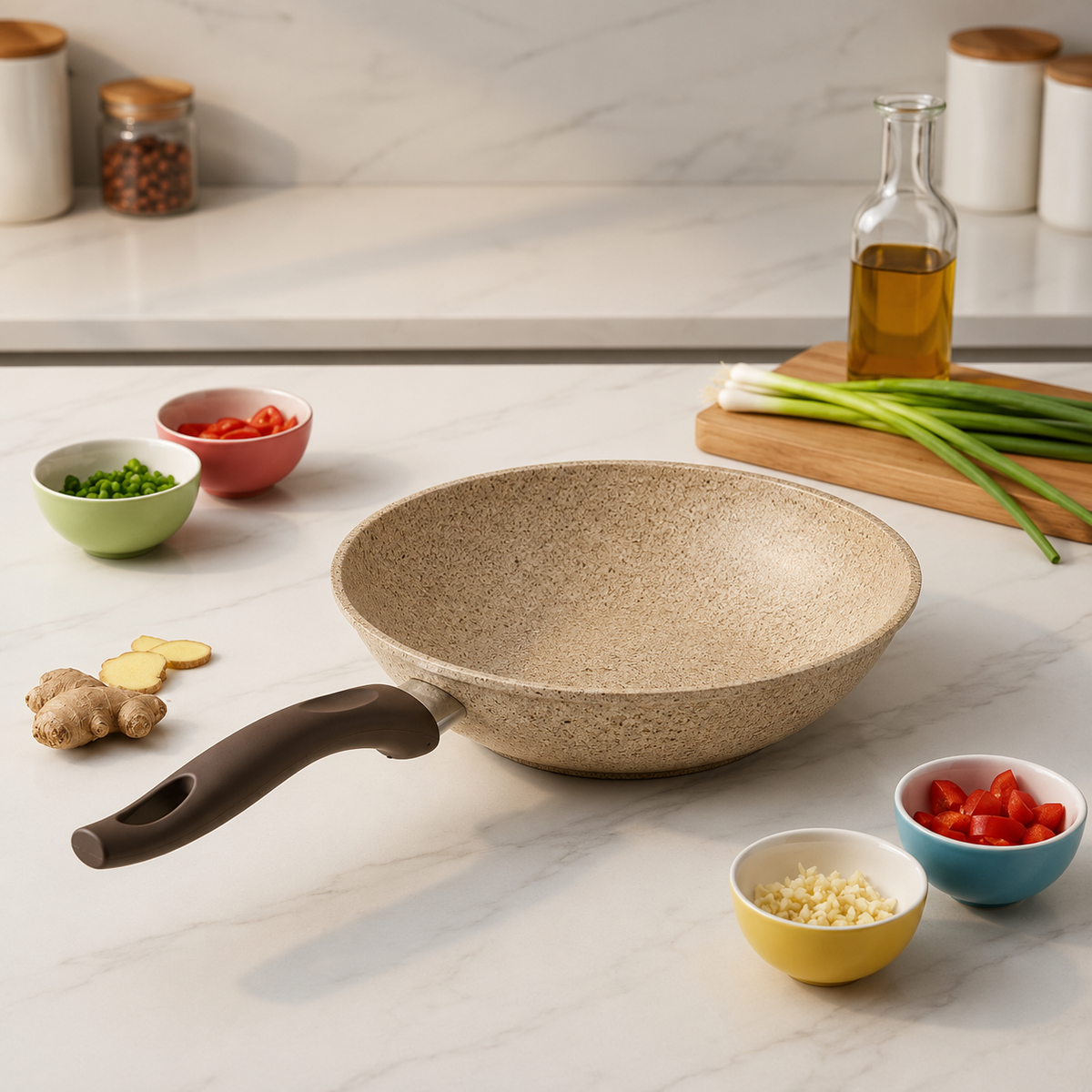 Falez Premium Granite Non-Stick Wok | Made in Turkey | Healthy Low-Oil Cooking