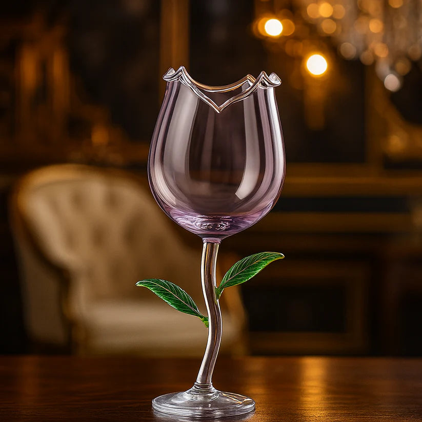 Romantic Rose Flower Juice Glass – Elegant Cocktail & Champagne Cup