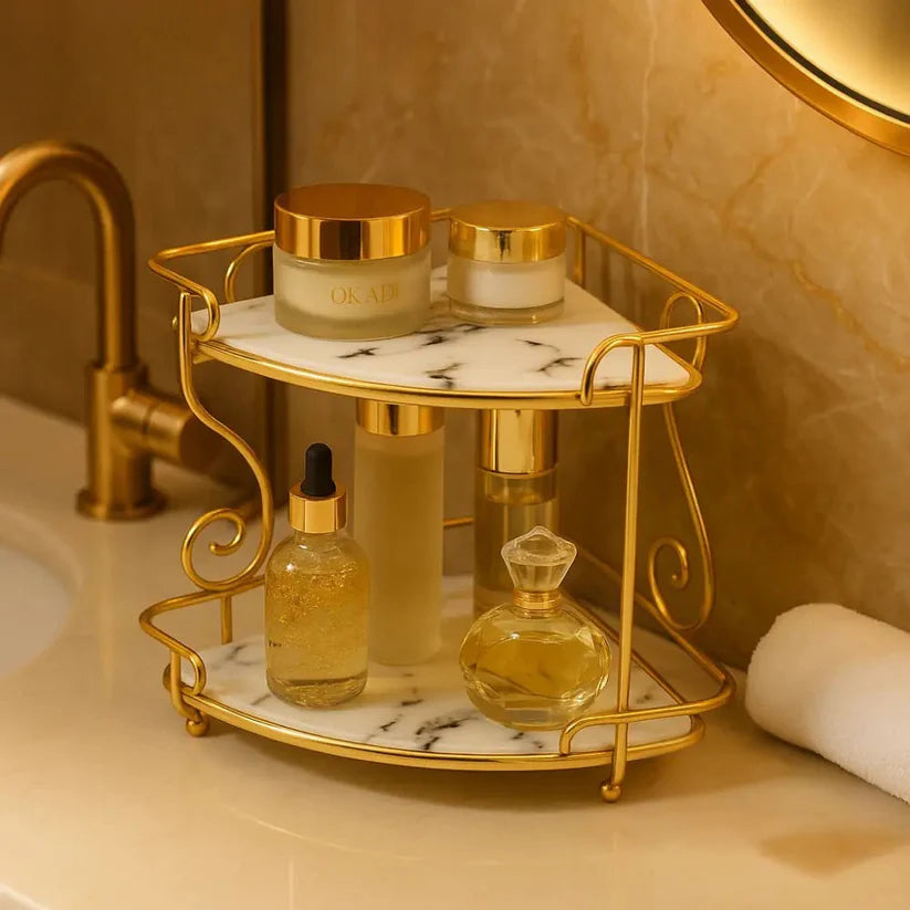 Luxury 2-Tier Organizer Rack with Marble Design