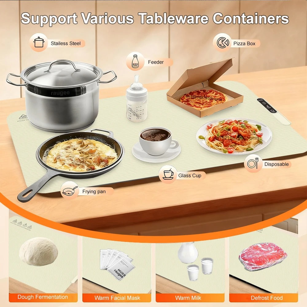 Electric Food Warming Tray – Fast Heating Foldable Silicone Mat for Meals & Coffee