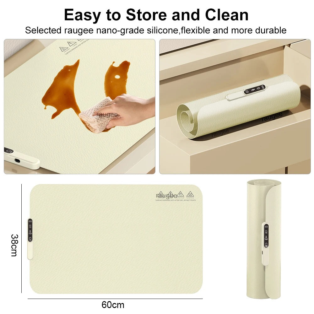 Electric Food Warming Tray – Fast Heating Foldable Silicone Mat for Meals & Coffee
