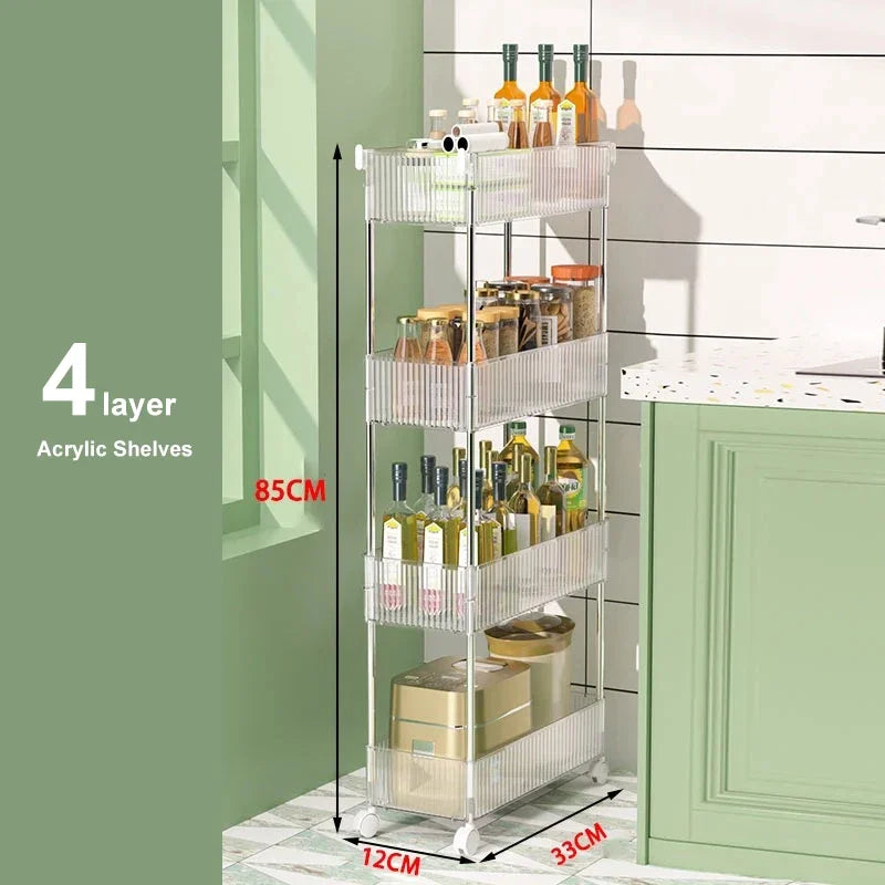 Luxury Acrylic Storage Trolley with Multi-Tier Design