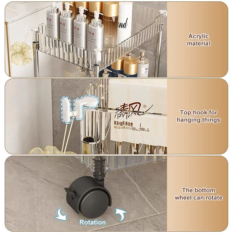Luxury Acrylic Storage Trolley with Multi-Tier Design