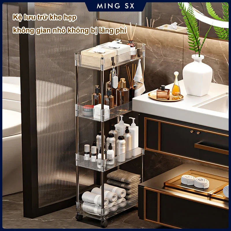 Luxury Acrylic Storage Trolley with Multi-Tier Design