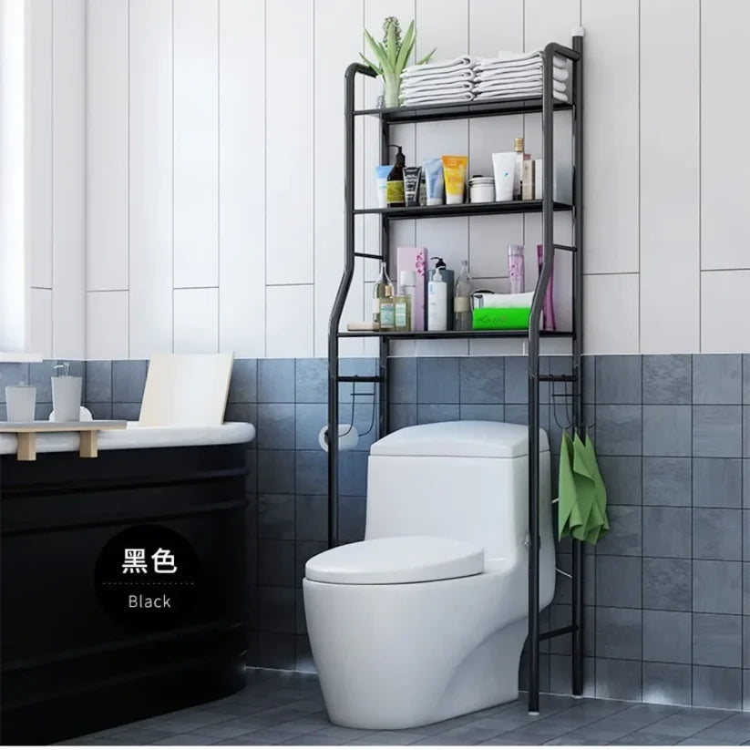 Multifunctional Toilet Rack with Shelves - Black