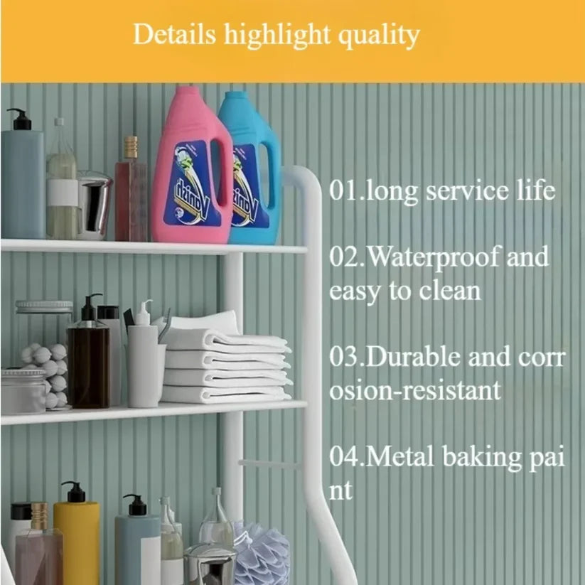 Multifunctional Toilet Rack with Shelves - Black