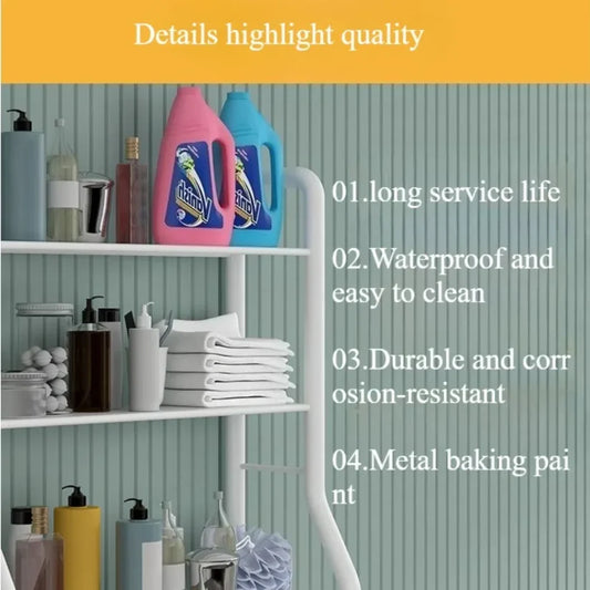 Multifunctional Toilet Rack with Shelves - Black