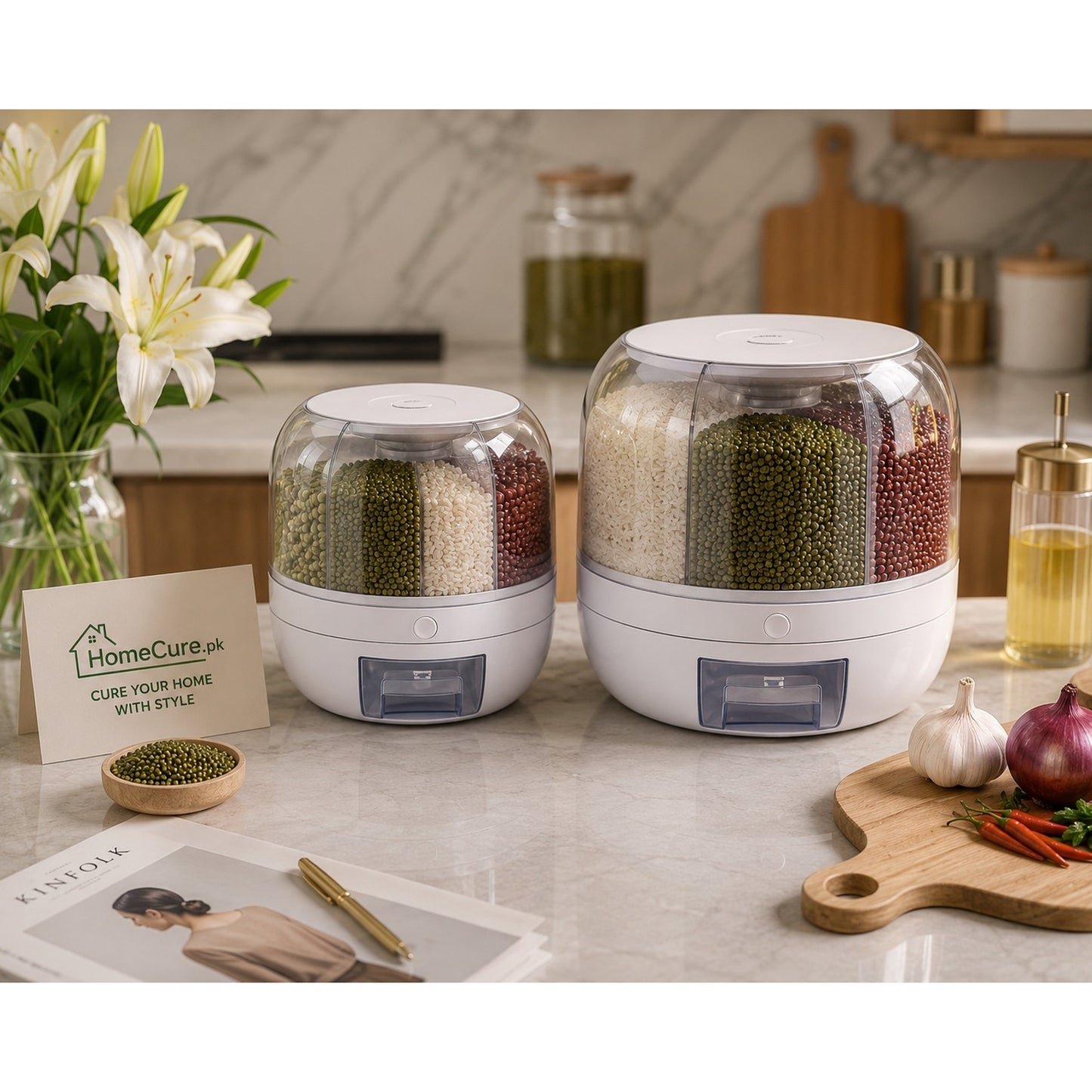 5kg & 10kg Rotating Cereal Dispenser | Airtight Grain Storage Container