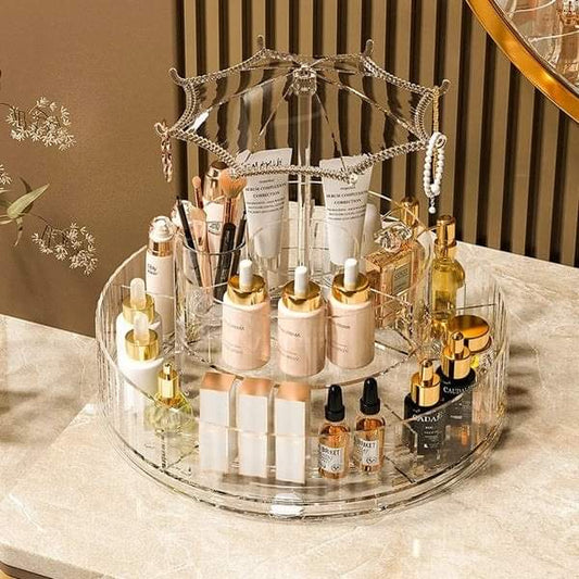 Acrylic 360 rotating cosmetic plus jewellery organizer