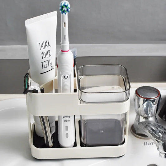 Floor Type Toothbrush Organizer with Multi-Storage